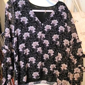 1. State Women's Black Floral Top